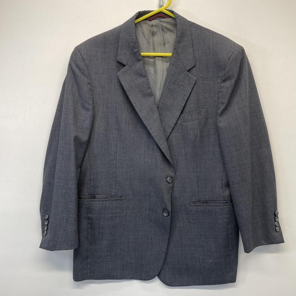 Hart Schaffner & Marx Suit Jacket Mens 44S Gray Wool Blend Notch Lapel Lined USA